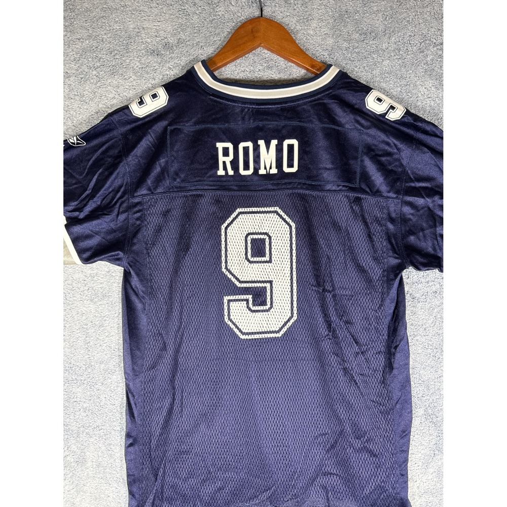 Reebok NFL Dallas Cowboys Tony Romo 9 Jersey Youth XL Navy Blue Football Onfield - Picture 12 of 16